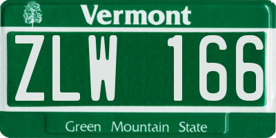 VT license plate ZLW166