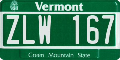 VT license plate ZLW167