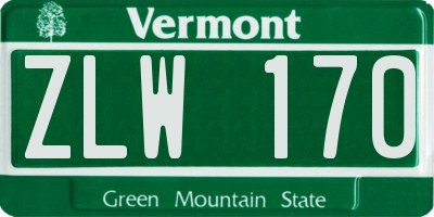 VT license plate ZLW170