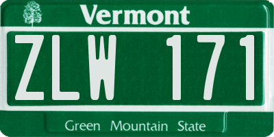 VT license plate ZLW171