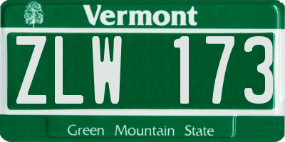 VT license plate ZLW173