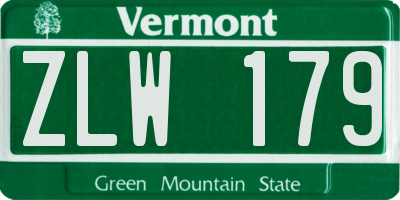 VT license plate ZLW179