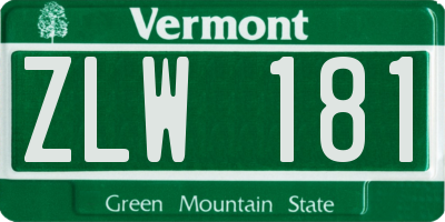 VT license plate ZLW181