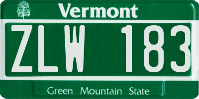 VT license plate ZLW183