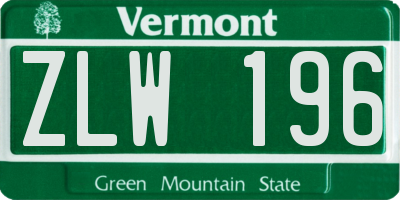 VT license plate ZLW196