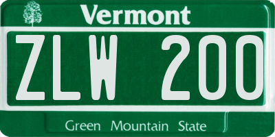 VT license plate ZLW200