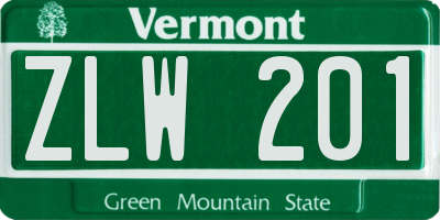 VT license plate ZLW201