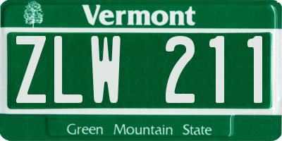 VT license plate ZLW211