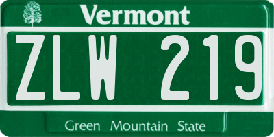VT license plate ZLW219