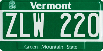 VT license plate ZLW220