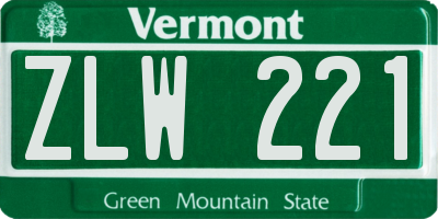 VT license plate ZLW221