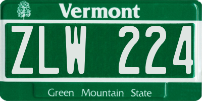 VT license plate ZLW224
