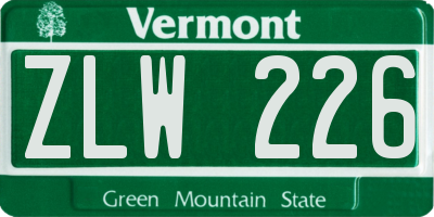 VT license plate ZLW226