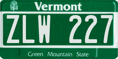VT license plate ZLW227
