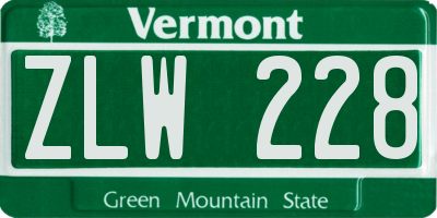 VT license plate ZLW228