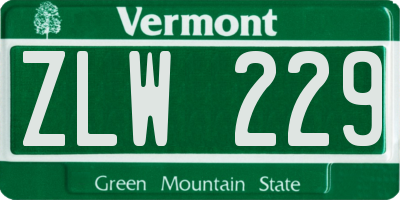 VT license plate ZLW229