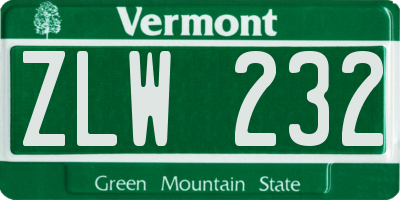 VT license plate ZLW232