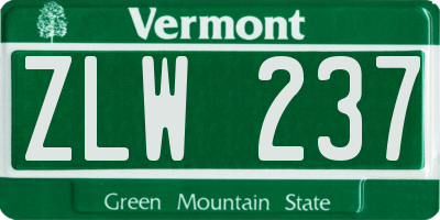VT license plate ZLW237