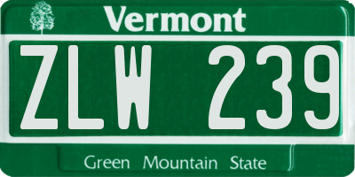 VT license plate ZLW239