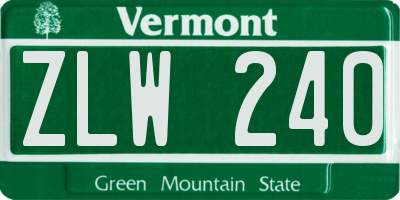 VT license plate ZLW240