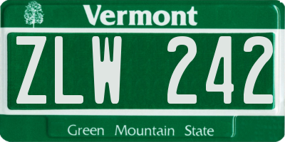 VT license plate ZLW242