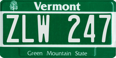 VT license plate ZLW247