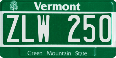 VT license plate ZLW250