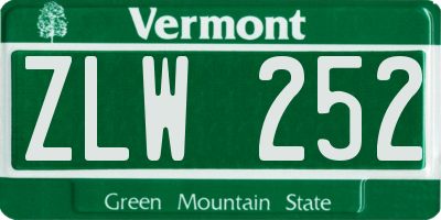 VT license plate ZLW252