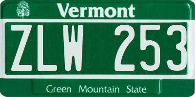 VT license plate ZLW253