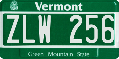 VT license plate ZLW256
