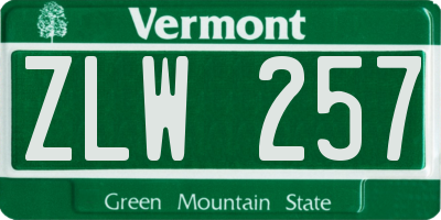 VT license plate ZLW257