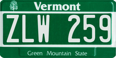 VT license plate ZLW259
