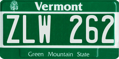 VT license plate ZLW262