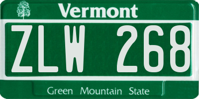 VT license plate ZLW268