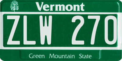 VT license plate ZLW270