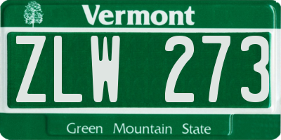 VT license plate ZLW273