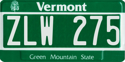 VT license plate ZLW275
