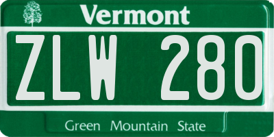 VT license plate ZLW280