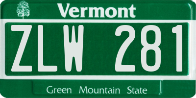 VT license plate ZLW281
