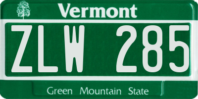 VT license plate ZLW285