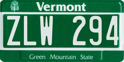 VT license plate ZLW294