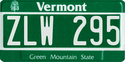 VT license plate ZLW295