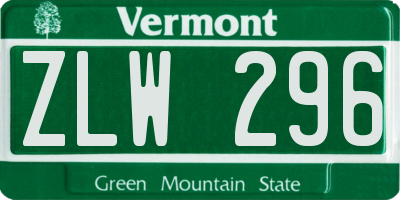 VT license plate ZLW296