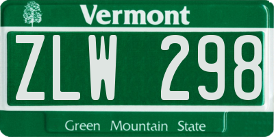 VT license plate ZLW298
