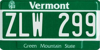VT license plate ZLW299