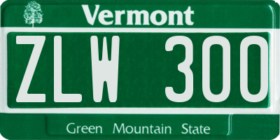 VT license plate ZLW300