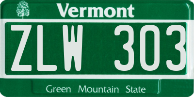 VT license plate ZLW303