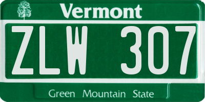 VT license plate ZLW307
