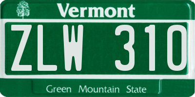 VT license plate ZLW310
