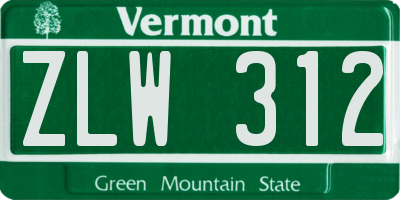 VT license plate ZLW312